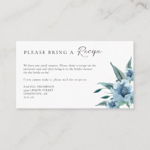 Recipe Request Something Blue Bridal Shower Enclosure Card