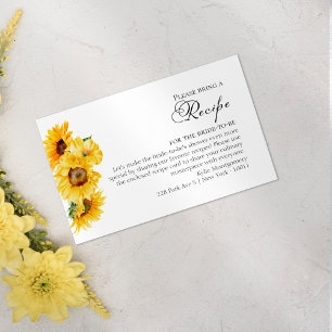 Recipe Request   Sunflower Fall Bridal Shower Enclosure Card