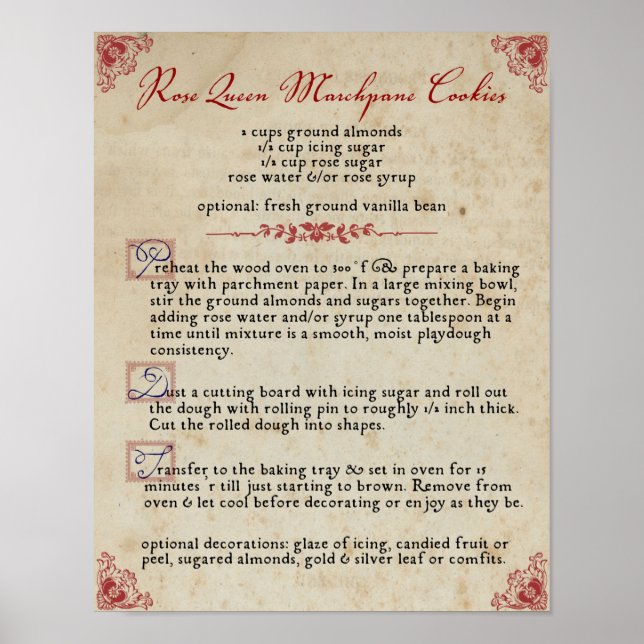 Recipe: Rose Queen Marchpane Cookies Value Poster (Front)