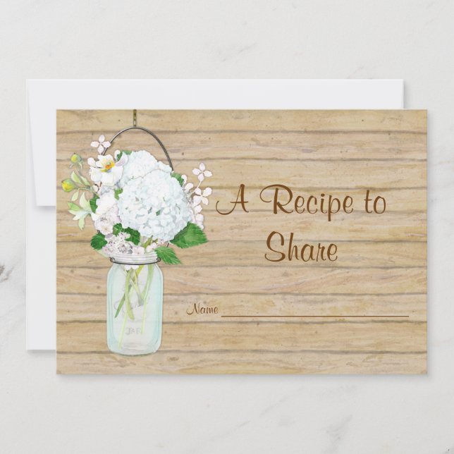 Recipe Rustic Country Mason Jar Blue Hydrangea (Front)