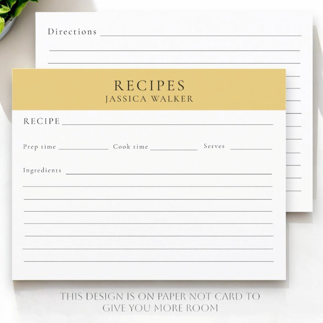 Recipe sheet modern  Simple elegant  (recipe sheet modern and simple design )