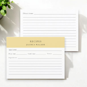 Recipe sheet modern  Simple elegant  Enclosure Card