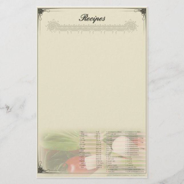 Recipe Stationery Unruled (Front)