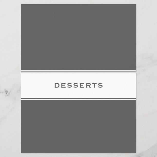 Recipe Subject Divider | Desserts | Grey & White (Front)