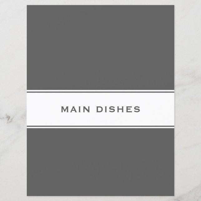 Recipe Subject Divider | Main Dish | Grey & White (Front)