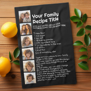 Recipe Template for Family Recipe and Photos Tea Towel