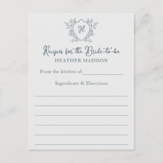 Recipe Vintage Crest Regency Bridal Shower Enclosure Card