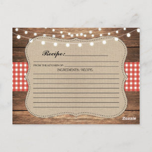 Recipe Wedding Bridal Party Cards Red Check