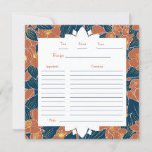 Recipes and Memories Autumnal Floral Recipe Card