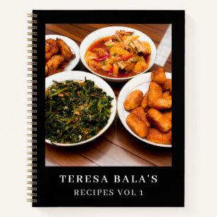 Recipes Black Modern Stylish Photo Design Notebook