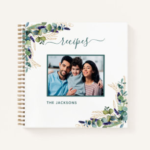 Recipes eucalyptus greenery white photo notebook