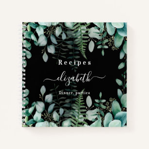 Recipes eucalyptus greenry woodland black notebook