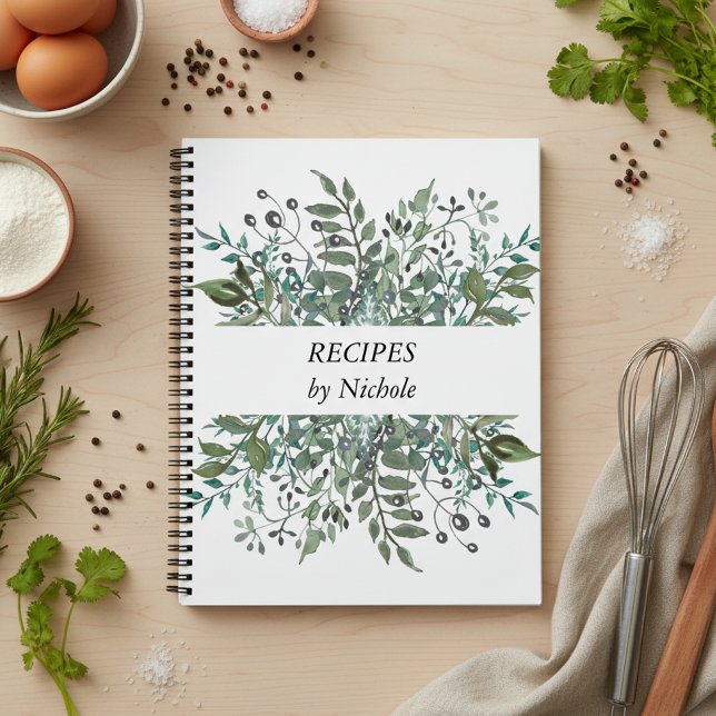 Recipes Foliage Greenery Leaves Personalised Notebook (Creator Uploaded)