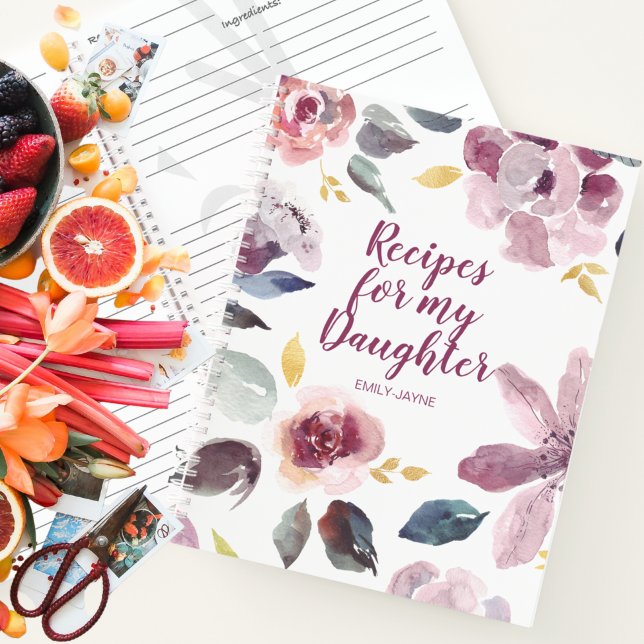 Recipes for My Daughter Floral Cookbook Notebook (Creator Uploaded)