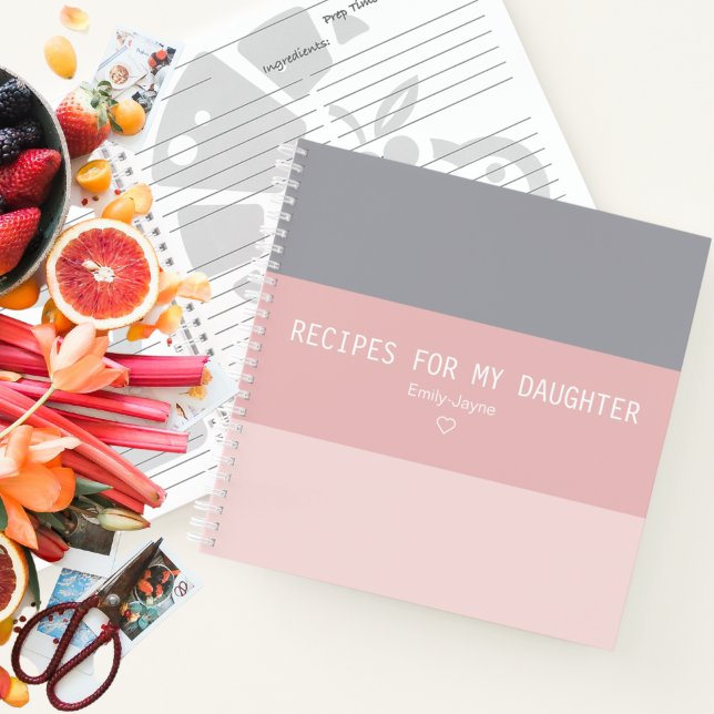 Recipes for My Daughter Modern Stripe Keepsake Notebook (Creator Uploaded)