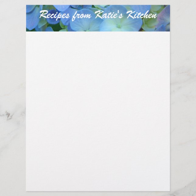 Recipes from Your Name Kitchen custom Letterhead (Front)