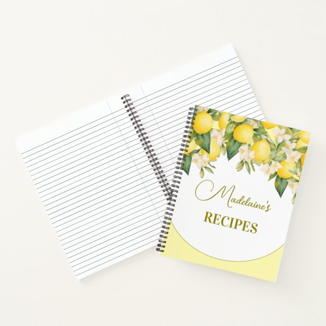 Recipes Lemon Floral Citrus Modern Personal  Notebook (Inside)
