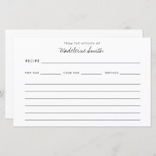 Recipes Modern Script From The Kitchen Recipe Card