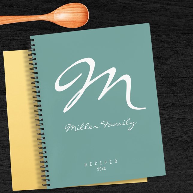 Recipes Monogrammed Dusty Blue Notebook (Creator Uploaded)