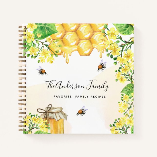 Recipes numble bees honey yellow florals summer notebook (Front)