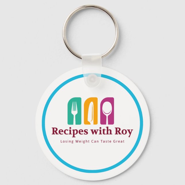 Recipes with Roy Metal Circle Keychain (Front)