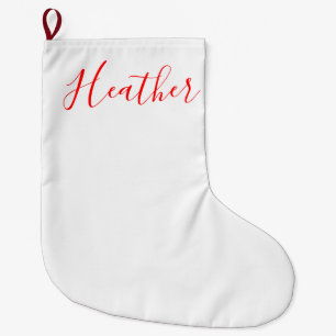 Recipients Name Written with Red Script Large Christmas Stocking