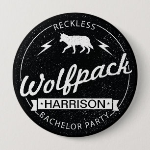 Reckless Wolfpack Bachelor Party Grooms Name 10 Cm Round Badge