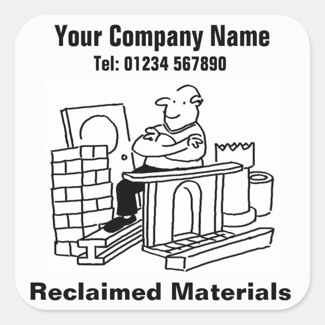 Reclaimed Materials Cartoon Square Sticker (Front)