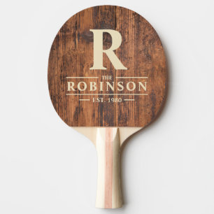 Reclaimed Wood Family Name & Initial Ping Pong Paddle