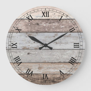 Reclaimed Wood Look Trendy Large Clock