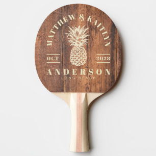 Reclaimed Wood Tropical Pineapple Wedding Ping Pong Paddle