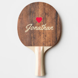 Reclaimed Wood Vintage Heart Signature Ping Pong Paddle