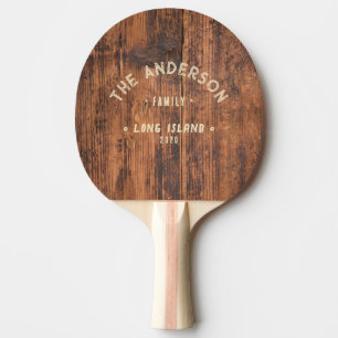 Reclaimed Wood Vintage Seaside Family Name Ping Pong Paddle