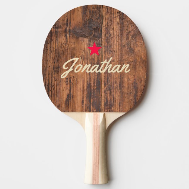 Reclaimed Wood Vintage Star Signature Ping Pong Paddle (Front)