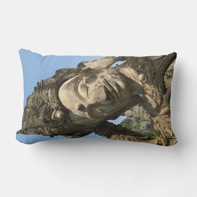 Reclining Buddha ... Nong Khai, Isan, Thailand Lumbar Cushion (Front)