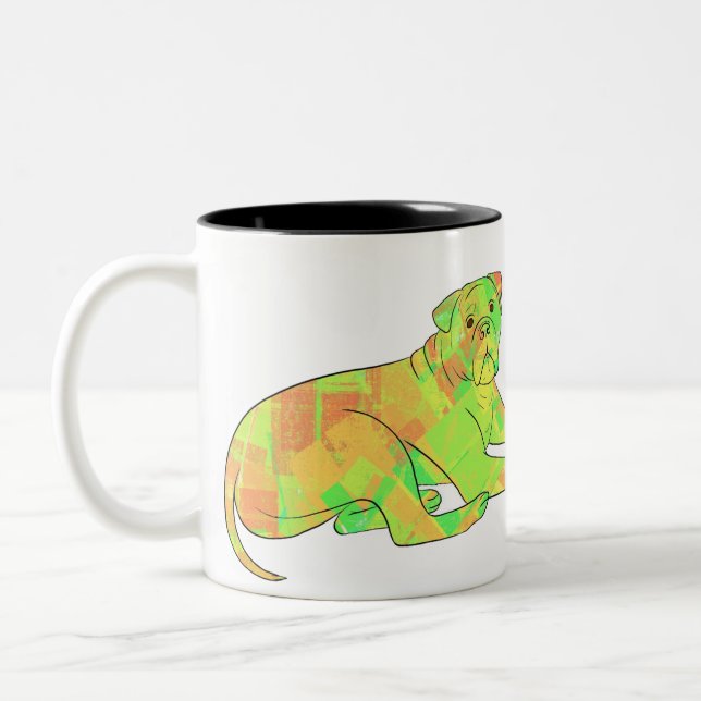 Reclining Bullmastiff Two-Tone Coffee Mug (Left)