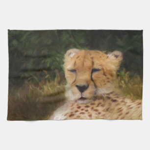 Reclining Cheetah at Fossil Rim Wildlife Centre Tea Towel