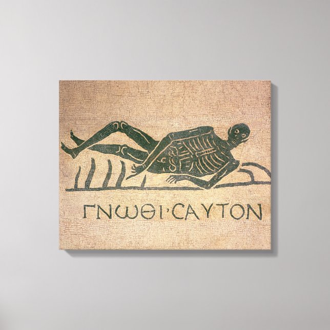 Reclining skeleton with the caption 'Know Canvas Print (Front)
