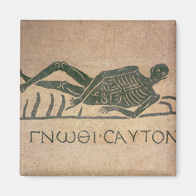 Reclining skeleton with the caption 'Know Magnet (Front)