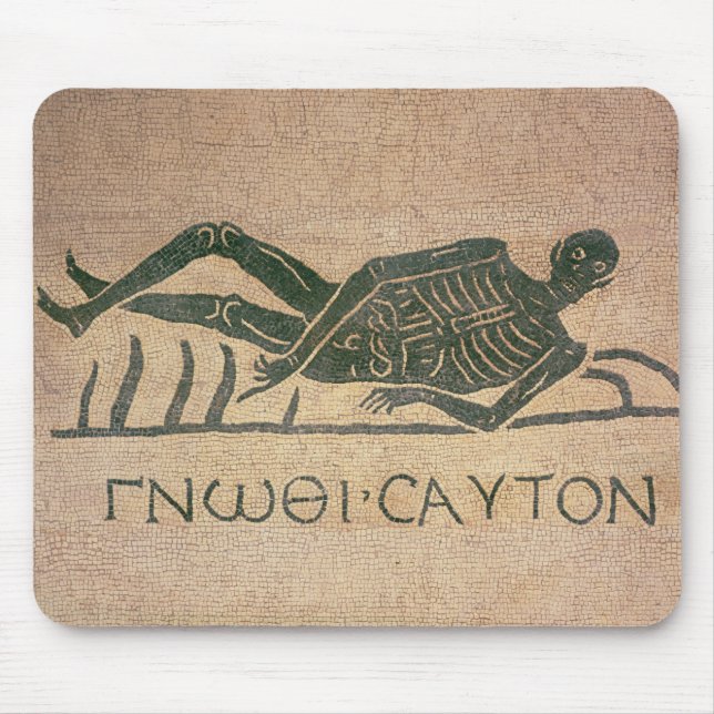 Reclining skeleton with the caption 'Know Mouse Mat (Front)
