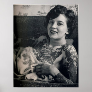 Reclining Tattooed Lady Poster