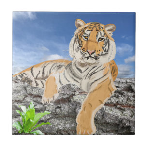 Reclining Tiger Ceramic Tile