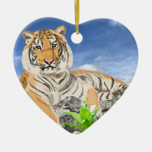 Reclining Tiger Ceramic Tile Ceramic Ornament