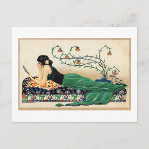 Reclining Woman, Exotic, Romantic, Vintage Postcard