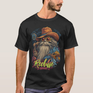 Recluse Oldtimer Skeleton With Long Hair and Beard T-Shirt