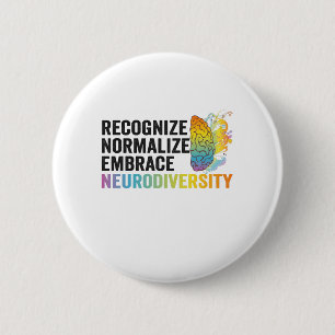 Recognize Normalize Embrace Neurodiversity ADHD 6 Cm Round Badge