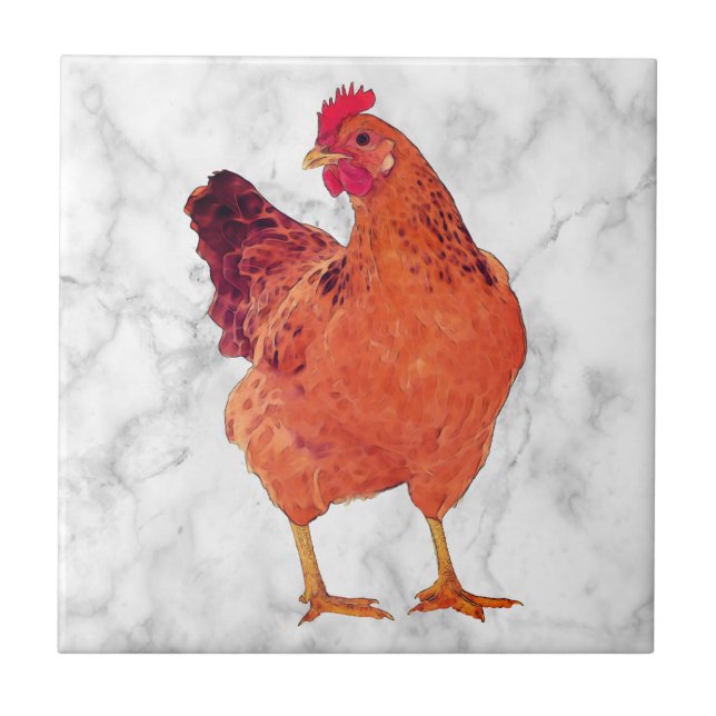 Recoleta Chicken R - Small Ceramic Tile (Front)