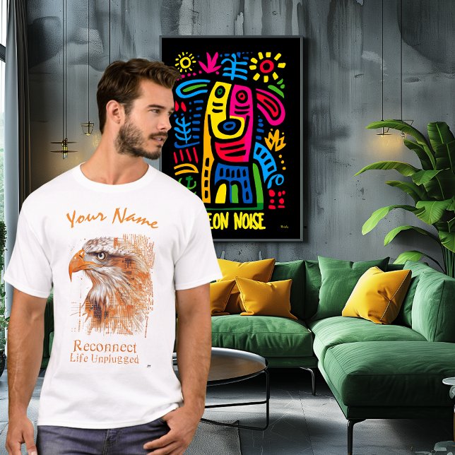 Reconnect - Life Unplugged | Cyberpunk Eagle Art T-Shirt (Creator Uploaded)