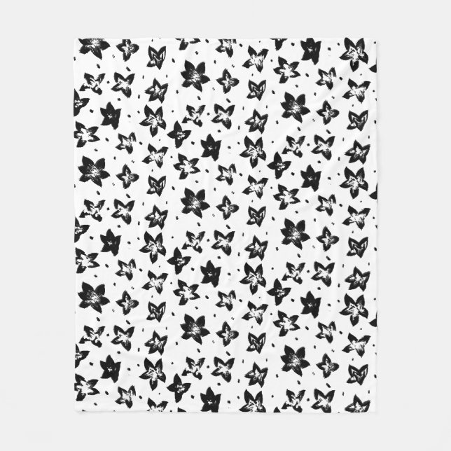 Reconstructed Floral Pattern - Achromatic Goth Fleece Blanket (Front)