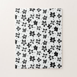 Reconstructed Floral Pattern - Achromatic Goth Jigsaw Puzzle